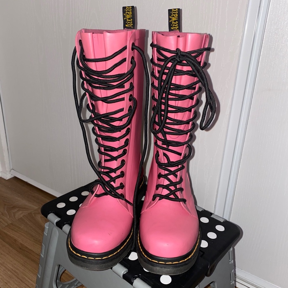 Pink Dr. Martens Rain Boots